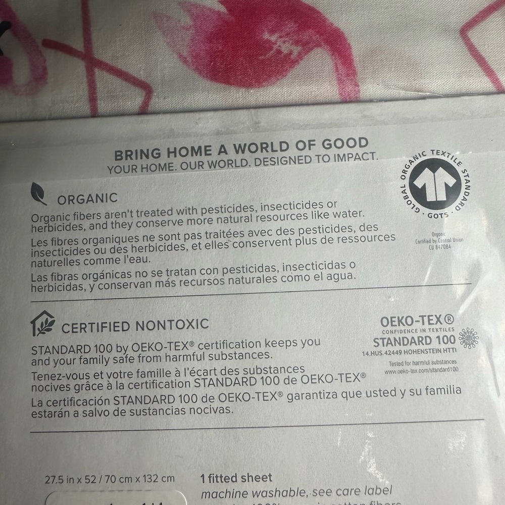 NEW! Pottery Barn Flamingo Organic Crib Sheet - Pink and White - Picture 4 of 4